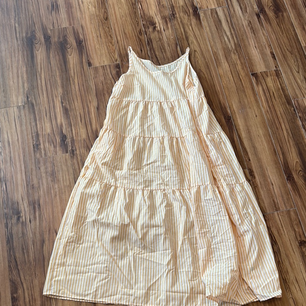 SHEIN curve yellow Striped Maxi Dress